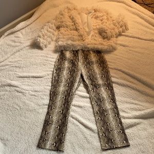Snake skin faux leather pants
